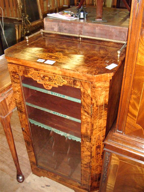 Victorian walnut & marquetry music cabinet(-)